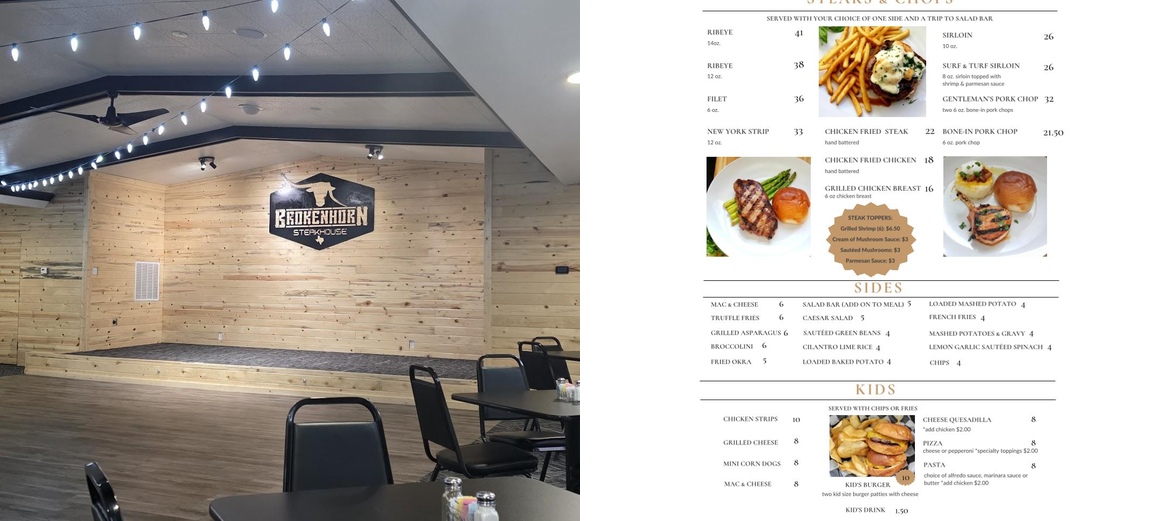 Brokenhorn Steakhouse Menu