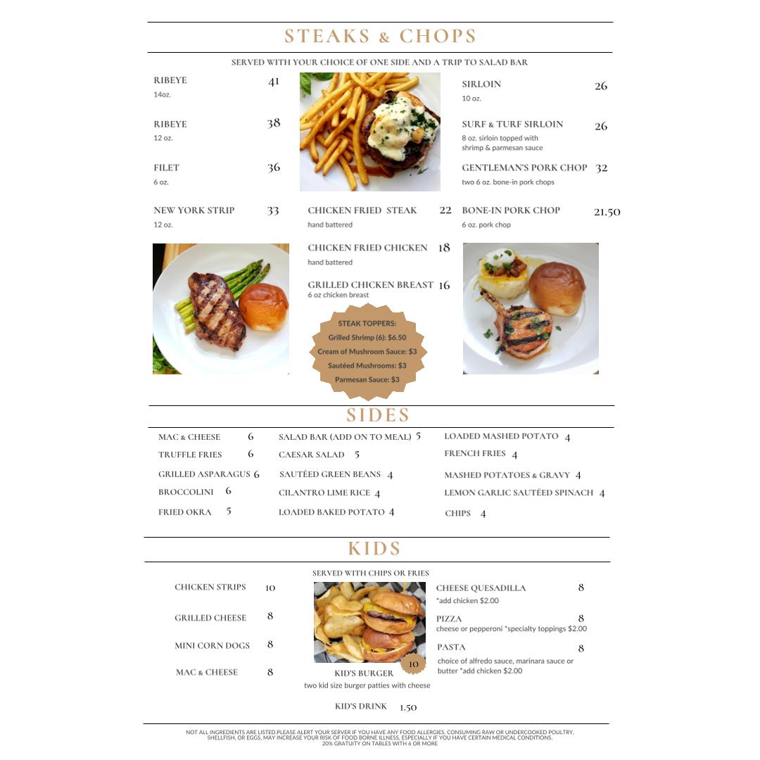 Brokenhorn Steakhouse Menu